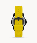 Fossil Mens FB01 ThreeHand Date Yellow Silicone Watch Yellow