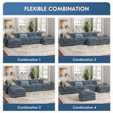 YESHOMY Sectional Modular Sofa U Shaped Chenille Fabric Couch with High Supportive & Soft Sponges and Removable Ottoman, Sleeper Comfy Upholstered Furniture for Living Room, Grey