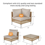 Grand patio 7-Piece Wicker Patio Furniture Set, Boho Outdoor Conversation Set Sectional Sofa with Water Resistant Thick Cushions and Coffee Table, Cream