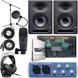 PreSonus AudioBox 96 Audio Interface (May Vary Blue or Black) Full Studio Bundle with Studio One Artist Software Pack with Eris 4.5 BT Pair Studio Bluetooth Monitors and 1/4?? Instrument Cable