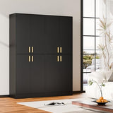 Cozy Castle Kitchen Pantry Cabinet, 71 Tall Wood Storage Cabinet with Doors and Shelves 4 Doors Freestanding Cupboard Utility Hutch for Dining Room Living Room Bathroom Furniture, Gray