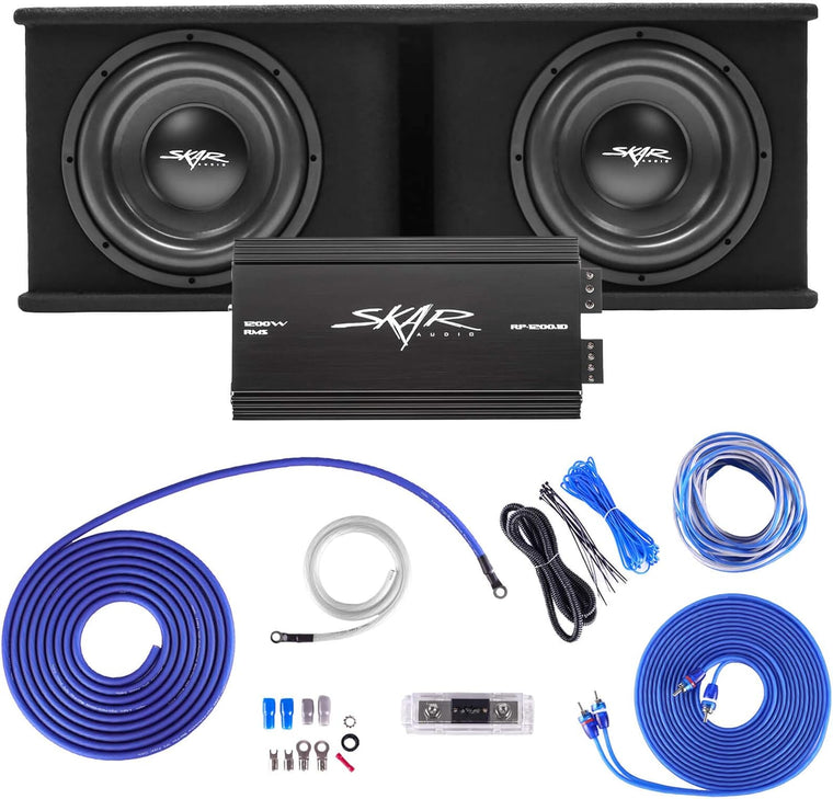 Skar Audio Dual 12 Complete 2,400 Watt SDR Series Subwoofer Bass Package – Includes Loaded Enclosure with Amplifier
