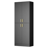 Cozy Castle Kitchen Pantry Cabinet, 71 Tall Wood Storage Cabinet with Doors and Shelves 4 Doors Freestanding Cupboard Utility Hutch for Dining Room Living Room Bathroom Furniture, Gray