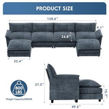YESHOMY Sectional Modular Sofa U Shaped Chenille Fabric Couch with High Supportive & Soft Sponges and Removable Ottoman, Sleeper Comfy Upholstered Furniture for Living Room, Grey