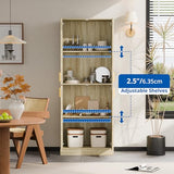 Cozy Castle Kitchen Pantry Cabinet, 71 Tall Wood Storage Cabinet with Doors and Shelves 4 Doors Freestanding Cupboard Utility Hutch for Dining Room Living Room Bathroom Furniture, Gray