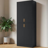 Cozy Castle Kitchen Pantry Cabinet, 71 Tall Wood Storage Cabinet with Doors and Shelves 4 Doors Freestanding Cupboard Utility Hutch for Dining Room Living Room Bathroom Furniture, Gray