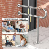 Toilet Support Rail 31.3X 31.5 Inch, Munzong Anti-Slip Satin Brushed Nickel Handicap Grab Bar for Bathroom, Stainless Steel Knurled Safety handrails with Leg for Elderly Disabled Pregnant-1.25??Tube