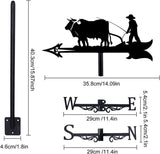 Decorative Wind Vane, Metal Weathervane with Roof Mount Retro Farmer Farmland Shape Weather Vane Garden Creative Home Decor Ornament Weathercock Wind Direction Indicator for Farm Yard