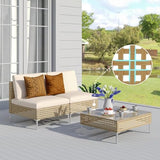 Grand patio 7-Piece Wicker Patio Furniture Set, Boho Outdoor Conversation Set Sectional Sofa with Water Resistant Thick Cushions and Coffee Table, Cream