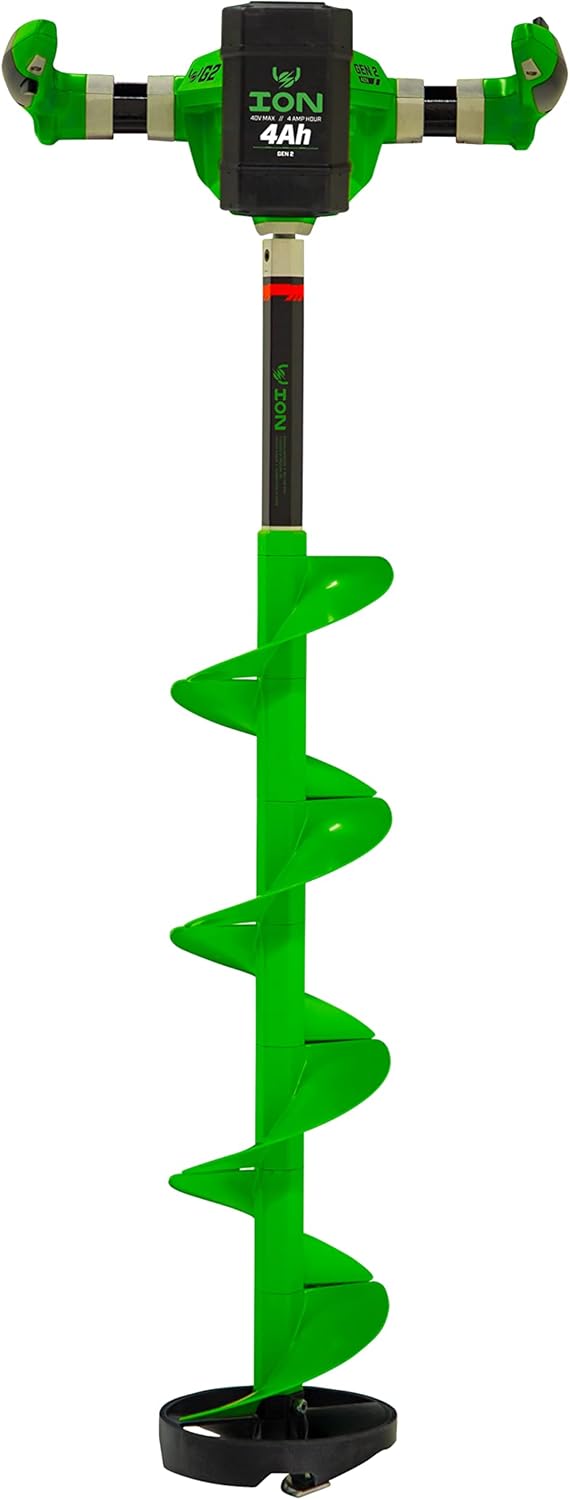 ION G2 8 Electric Power Ice Fishing Auger with Two High Performance 4Ah 40V MAX Gen 2 Lithium-Ion Batteries