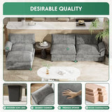YESHOMY Sectional Modular Sofa U Shaped Chenille Fabric Couch with High Supportive & Soft Sponges and Removable Ottoman, Sleeper Comfy Upholstered Furniture for Living Room, Grey