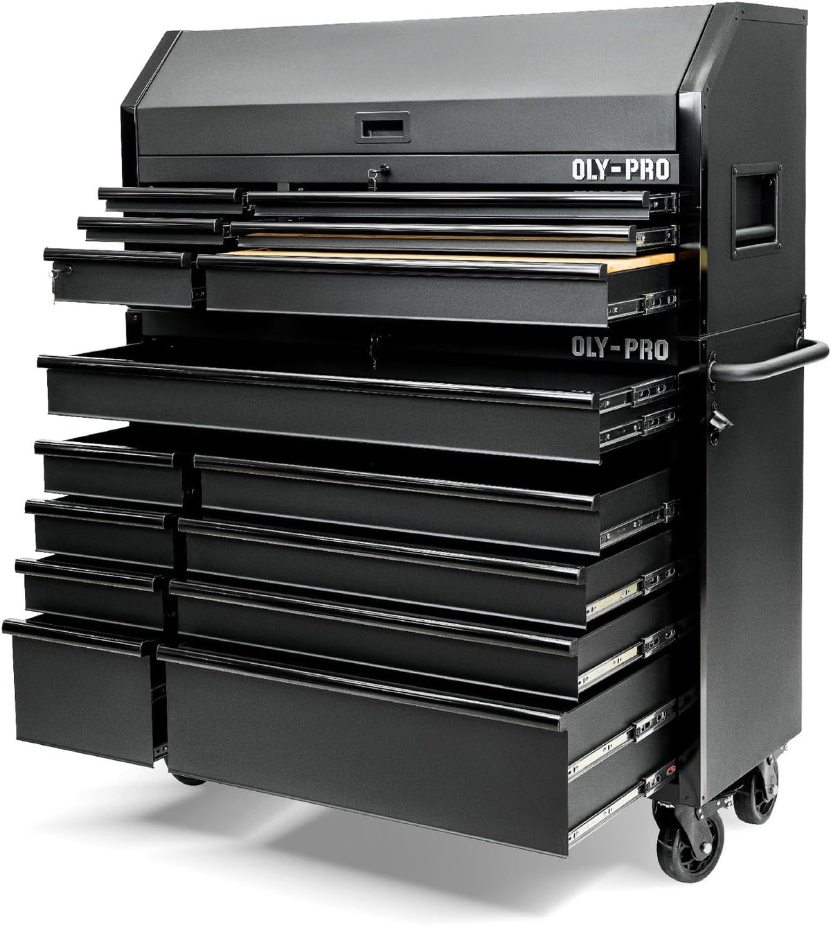 Olympia Tools Heavy Duty 52in. 15-Drawer Tool Chest and Rolling Cabinet Combo, Mechanic Tool Organizer Box for Garage Workshop, Black