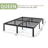 Metal Bed Frame Full Size – 14 Inch Heavy-Duty Full Platform Bed Frame No Box Spring Needed, Easy Assembly, Noise-Free, Sturdy Mattress Foundation, Underbed Storage Space