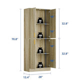 Cozy Castle Kitchen Pantry Cabinet, 71 Tall Wood Storage Cabinet with Doors and Shelves 4 Doors Freestanding Cupboard Utility Hutch for Dining Room Living Room Bathroom Furniture, Gray