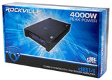 Rockville dB14 4000w Peak/1000w RMS Mono 2 Ohm Amplifier Car Audio Amp Bundle with Rockville RWK4CU 4 AWG Gauge 100% Copper Complete Amp Installation Wire Kit OFC