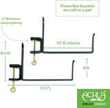 ACHLA DESIGNS Copper Plated Large Flower Box with Black Railing Clamp Brackets, 35.5 Window Box Planter