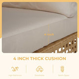 Grand patio 7-Piece Wicker Patio Furniture Set, Boho Outdoor Conversation Set Sectional Sofa with Water Resistant Thick Cushions and Coffee Table, Cream