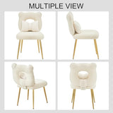 Furnimart Cute Vanity Chair, Bear Shape Makeup Chair with Backrest Pillow, Comfy Accent Chair Desk Chair Teddy fabric with Golden Metal Legs for Living Room/Dressing Room/Home Office Green