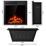 Tangkula 22.5 Inch Electric Fireplace Insert, Freestanding & Recessed Electric Fireplace Heater with Remote Control, Adjustable Heater, 7 Log Hearth Flame Settings for Home Room Indoor (22.5)