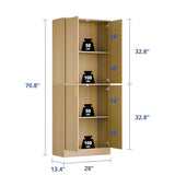 Cozy Castle Kitchen Pantry Cabinet, 71 Tall Wood Storage Cabinet with Doors and Shelves 4 Doors Freestanding Cupboard Utility Hutch for Dining Room Living Room Bathroom Furniture, Gray