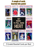 Three Graded Baseball Cards Gift Box: MLB Edition ??Three Premium PSA/BGS Graded 10, 9.5 or 9 Cards ??Potential Rookie Autographs & Numbered RC Refractors??Gift for Baseball Fans??by Slabs of Heat