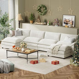 YESHOMY Sectional Modular Sofa U Shaped Chenille Fabric Couch with High Supportive & Soft Sponges and Removable Ottoman, Sleeper Comfy Upholstered Furniture for Living Room, Grey