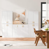 Cozy Castle Kitchen Pantry Cabinet, 71 Tall Wood Storage Cabinet with Doors and Shelves 4 Doors Freestanding Cupboard Utility Hutch for Dining Room Living Room Bathroom Furniture, Gray