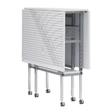Sew Ready Mobile Folding Height Adjustable Quilting Fabric Cutting Table with Sewing Board Grid and Storage in Silver/White Top