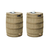 Good Ideas Rain Wizard 50 Gallon Rain Barrel Water Collector, Khaki (2 Pack)