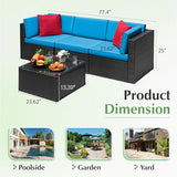Devoko Patio Furniture Sets 6 Pieces Outdoor Sectional Rattan Sofa Manual Weaving Wicker Patio Conversation Set with Glass Table and Cushion (Beige)