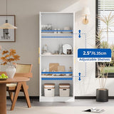 Cozy Castle Kitchen Pantry Cabinet, 71 Tall Wood Storage Cabinet with Doors and Shelves 4 Doors Freestanding Cupboard Utility Hutch for Dining Room Living Room Bathroom Furniture, Gray