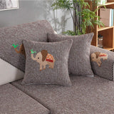 Solid Color Soft Cotton Woven Sectional Couch Cover Non Slip Simple Style Sofa Cover Decorative Home Sofa Loveseat with Small Elephant Pattern-Brown-a 45x45cm