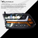 Alpha Owls 8710401 Crystal Headlights With Switchback Sequential LED Light Bar & Startup Light – Black Amber Fits 2009-2018 Dodge Ram 1500 2500 3500/2019-2023 Classic Halogen Models