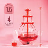 Kusini Drink Fountain for Parties – 1.5 Gal, 3 Tier Punch Bowl Champagne Tower, LED Base, 4 Reusable Cups – Drink Tower Machine for Soda, Juice, Mimosa, Pani Puri Fountain for Party Hosting Supplies