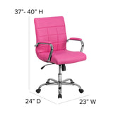 Emma + Oliver Mid-Back Pink Vinyl Executive Swivel Office Chair with Chrome Base and Arms
