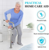 Toilet Support Rail 31.3X 31.5 Inch, Munzong Anti-Slip Satin Brushed Nickel Handicap Grab Bar for Bathroom, Stainless Steel Knurled Safety handrails with Leg for Elderly Disabled Pregnant-1.25??Tube