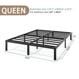 Metal Bed Frame Full Size – 14 Inch Heavy-Duty Full Platform Bed Frame No Box Spring Needed, Easy Assembly, Noise-Free, Sturdy Mattress Foundation, Underbed Storage Space