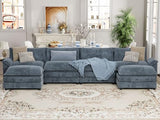 YESHOMY Sectional Modular Sofa U Shaped Chenille Fabric Couch with High Supportive & Soft Sponges and Removable Ottoman, Sleeper Comfy Upholstered Furniture for Living Room, Grey