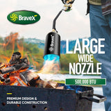 Propane Torch Weed Burner High Output 500,000 BTU, Heavy Duty Weed Torch Wand with Turbo Trigger Push Button Igniter (Piezo Electric Ignition) and 6.5 ft Hose (cCSAus certified)