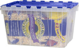 Akro-Mils KeepBox 12 Gallon Storage Container, Nesting and Stackable Plastic Storage Box with Lid Attached, Clear Tote for Garages, Closets, and Moving, 21-1/2 x 15 x 12-1/2, Clear/Blue, 6-Pack