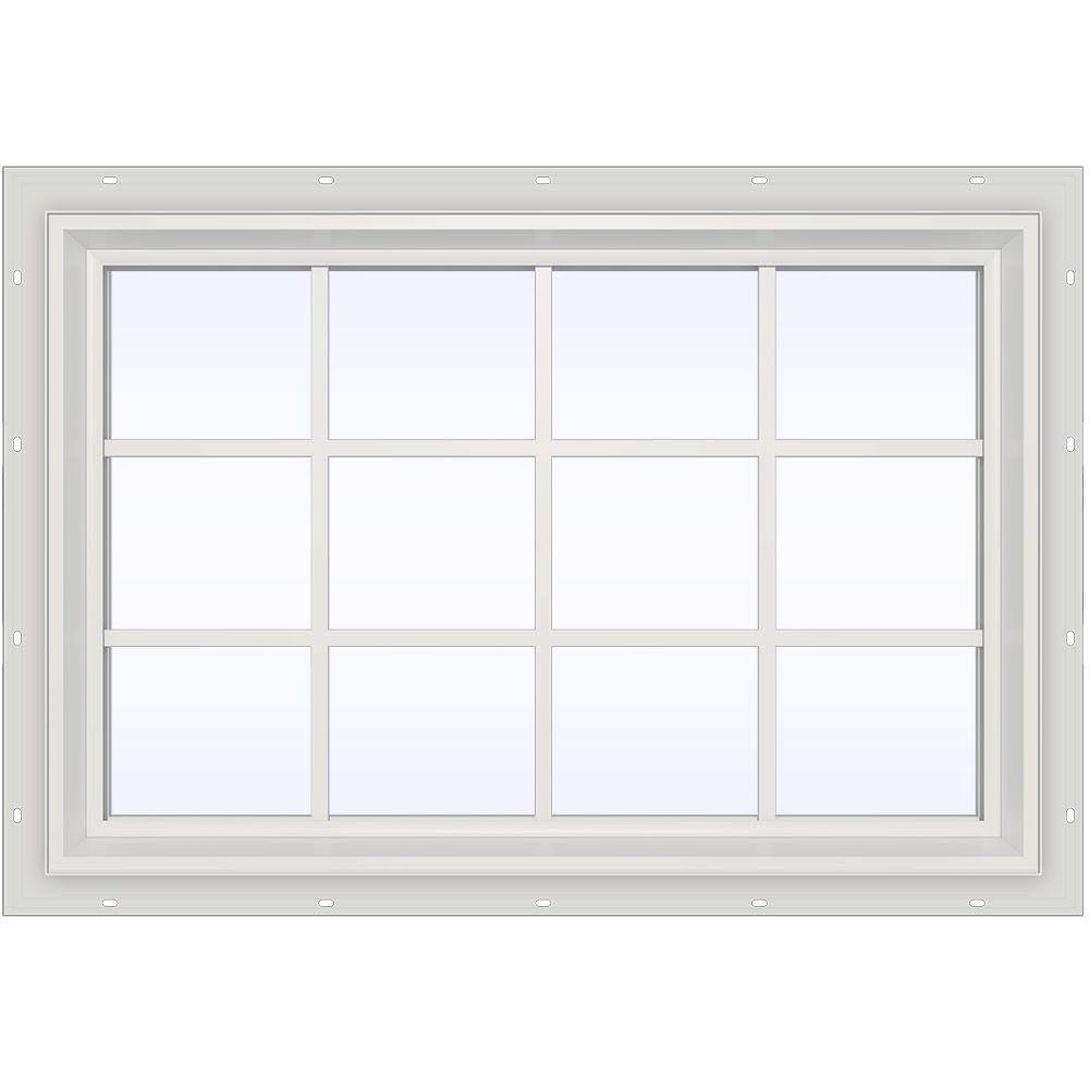 JELD-WEN 47.5 in. x 35.5 in. V-2500 Series White Vinyl Fixed Picture Window with Colonial Grids/Grilles