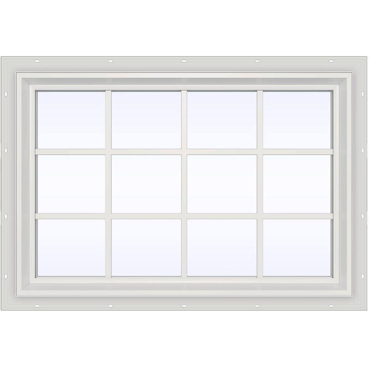 JELD-WEN 47.5 in. x 35.5 in. V-2500 Series White Vinyl Fixed Picture Window with Colonial Grids/Grilles