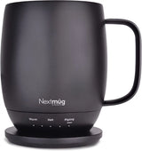 Nextmug by Nextboom – Temperature-Controlled, Self-Heating Coffee Mug (Black – 14 oz.)