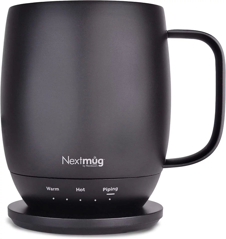 Nextmug by Nextboom – Temperature-Controlled, Self-Heating Coffee Mug (Black – 14 oz.)