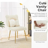 Furnimart Cute Vanity Chair, Bear Shape Makeup Chair with Backrest Pillow, Comfy Accent Chair Desk Chair Teddy fabric with Golden Metal Legs for Living Room/Dressing Room/Home Office Green