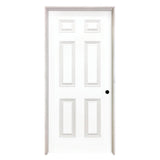 Steves u0026 Sons 28 in. x 80 in. 6-Panel Textured Hollow Core White Primed Composite Single Prehung Interior Door