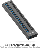 Sabrent 16-Port USB 3.0 Data HUB and Charger with Individual switches [90 Watts] (HB-PU16)