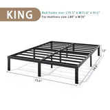 Metal Bed Frame Full Size – 14 Inch Heavy-Duty Full Platform Bed Frame No Box Spring Needed, Easy Assembly, Noise-Free, Sturdy Mattress Foundation, Underbed Storage Space