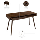 Bush Furniture Nora 54W Writing Desk in Dark Walnut | Computer Table for Home Office Workspace or Entryway