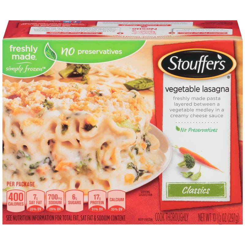 Stouffer’s Vegetable Lasagna Meal 10.5 oz, Pack of 12